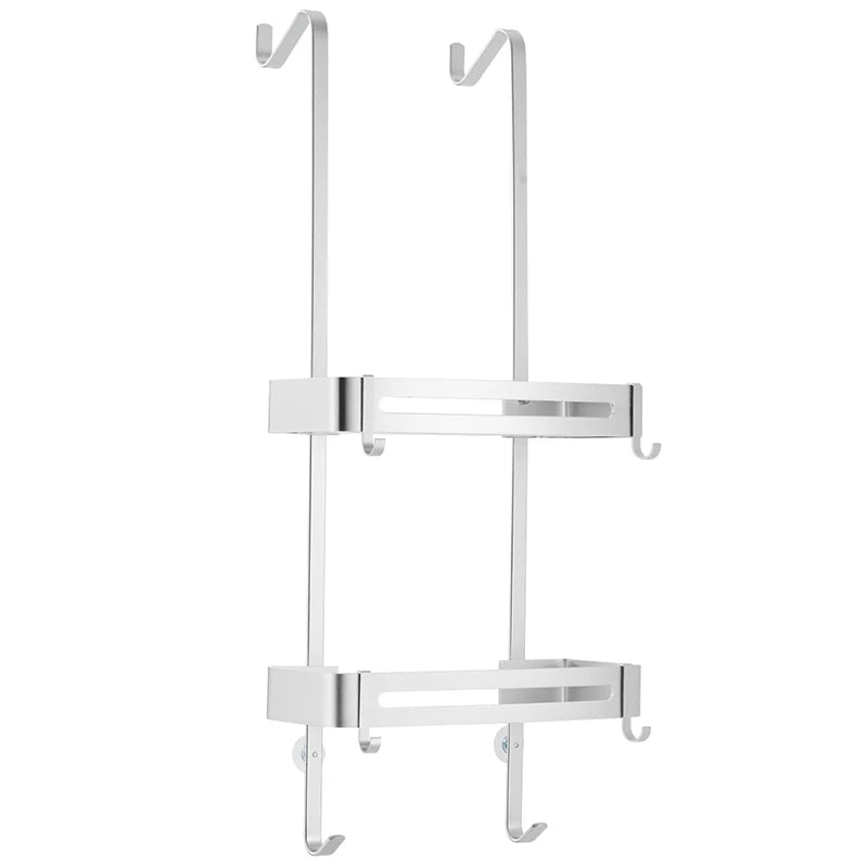 Doucherek Aluminium Zwart Zilver 2 of 3 Laags Hangend Douchedeur Badkamerkast Geen Boren Shampoohouder Opbergrek Badkamer Organizer