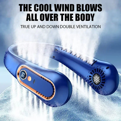Draagbare Nekventilator Bladeless Oplaadbaar met Digitaal Display en 4 Snelheden voor Handsfree Koeling