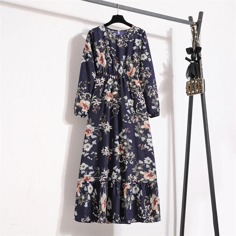 Elegante Zomerjurk Bloemenprint Lange Jurk voor Vrouw