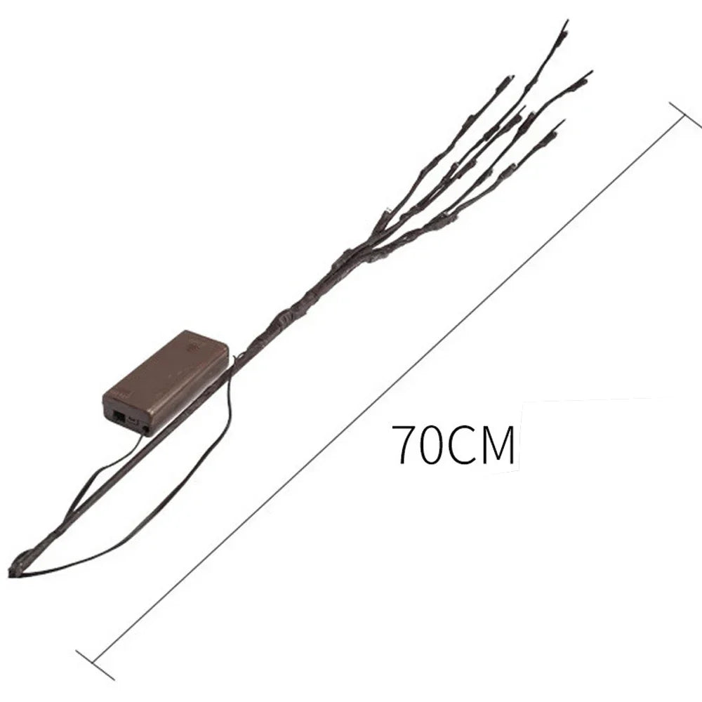 Decoratieve LED Takken Wilgenrozen met Lichtjes Batterij Sfeerlicht voor Vazen Warm Wit 70cm