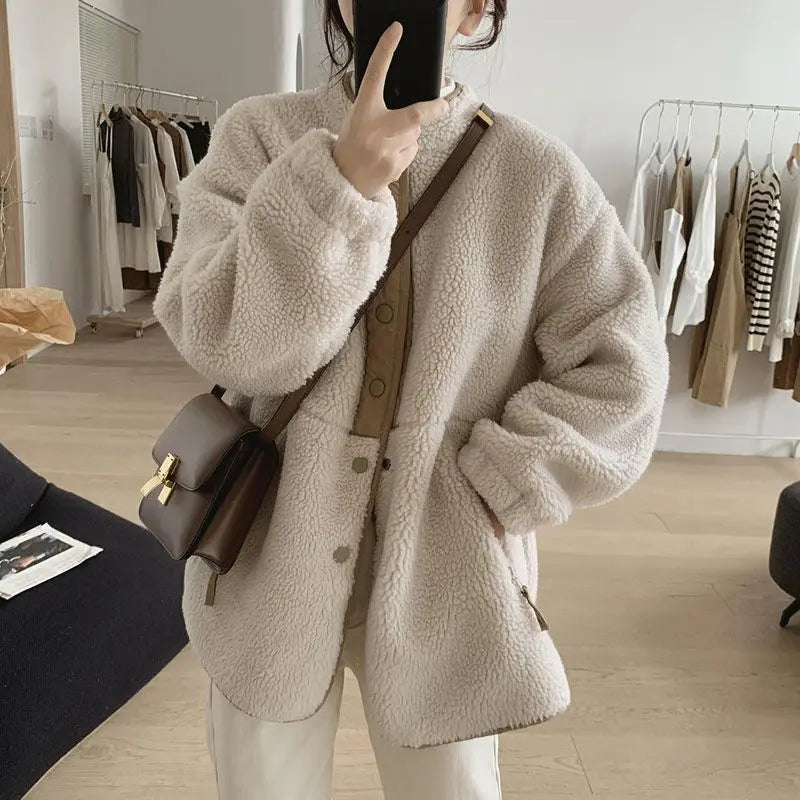 Dames Leren Look Jas Oversized Aruna Stijl