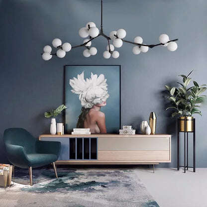 Hanglamp Takkenstructuur Mat Glas Goud Zwart G4 LED Woonkamer Eetkamer Scandinavisch Modern 12 18 24 Bollen