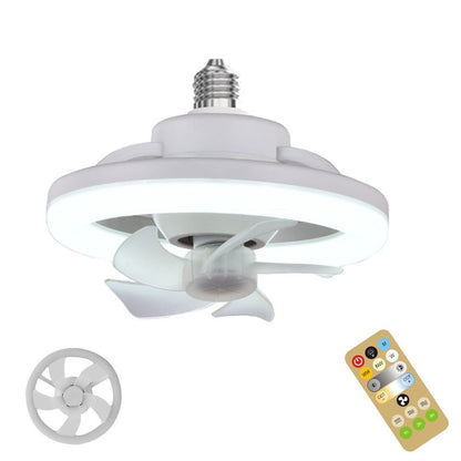 Verstelbare Plafondventilator met Geïntegreerde Verlichting 360° Zwenkkop E27 Fitting Dimbaar LED