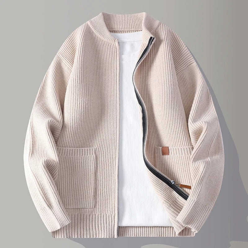 Heren Gebreid Vest met Ritssluiting Warm Grijs - StudioMarella