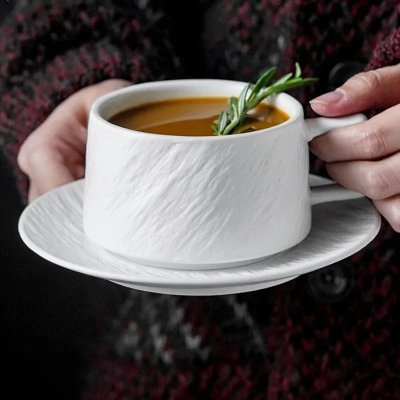 Keramische Koffiemok met Schotel – Scandinavisch Servies voor Koffie en Thee
