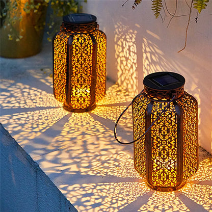 Geometrische Solartuinlantaarn Art Deco Design Brons IJzer LED Automatisch