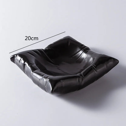 Keramische Serveerschaal Wolkvorm Wit Zwart Bone China Luxe Tafelaccessoire Elegant Design