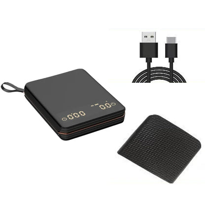 Koffieweegschaal Digitaal 2000g Oplaadbaar USB-C Timer Espresso Precisie 0,1g LED Compact Draagbaar Barista Keukenweegschaal
