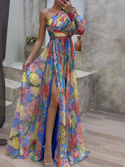 Vrouwelijke Maxi Jurk Off-the-Shoulder Zomerjurk Moderne Stijl - StudioMarella