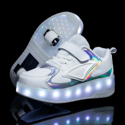 LED Wieltjeschoenen Kinderen Synthetisch Roze met Verlichting Rolschoenen Sneakers met Wielen voor Buitenspelen