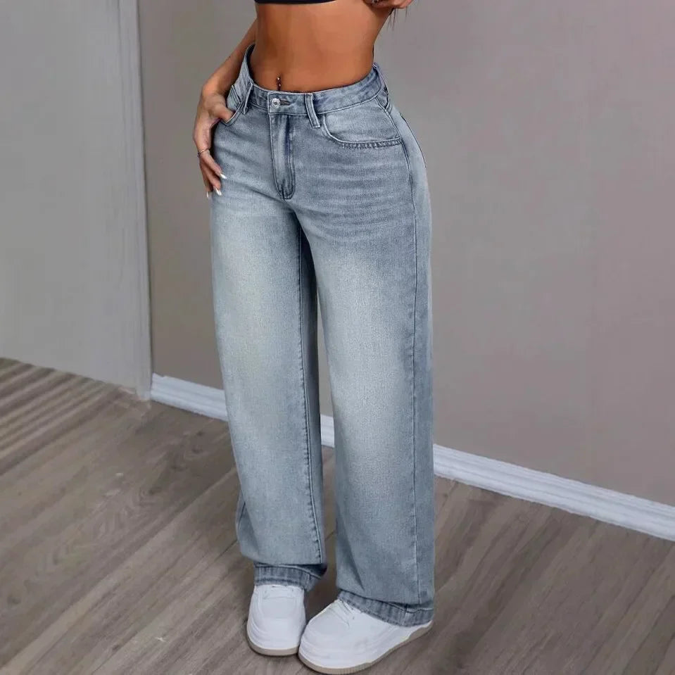 Dames Jeans Wijde Hoge Taille Trendy Spijkerbroek - StudioMarella