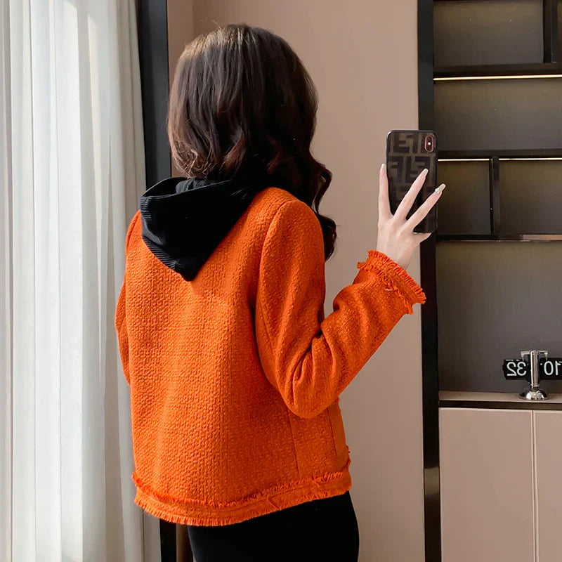 Dames Jas Oranje Tweed Enkelrijgesloten