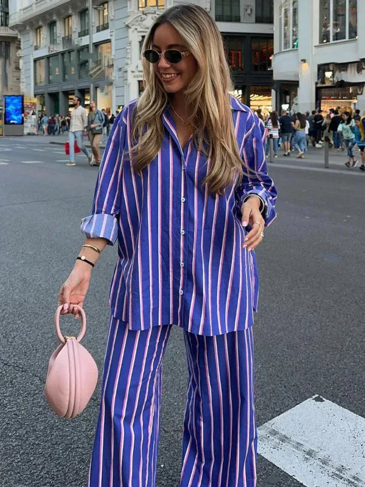 Oversized Gestreepte Set voor Vrouw Comfortabel Alba