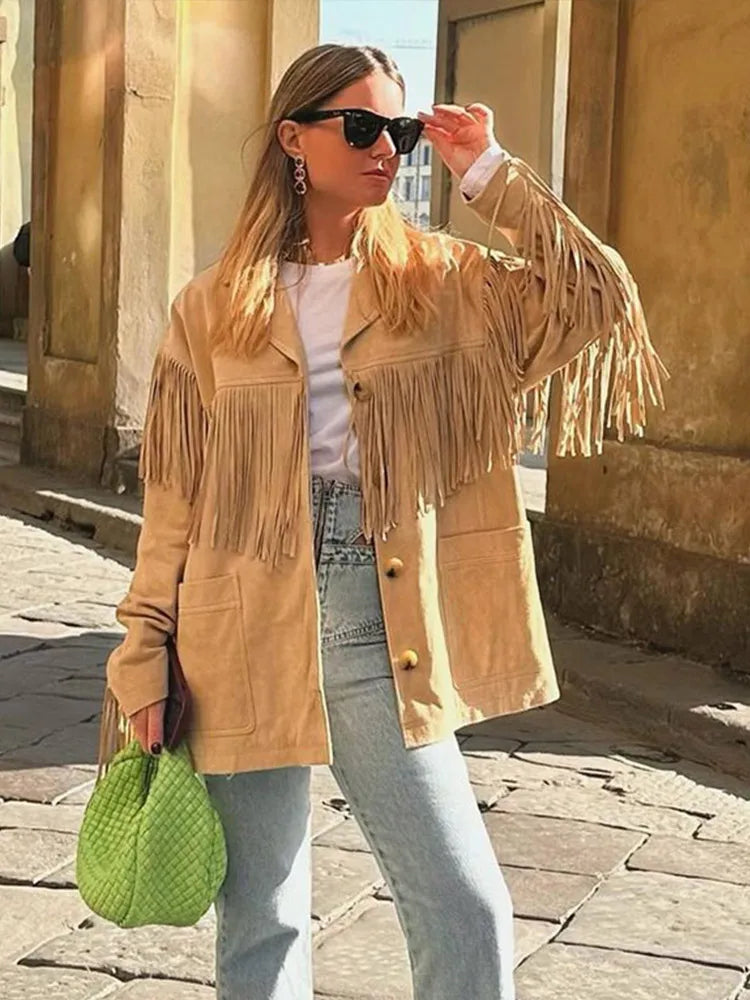 Suède Jas met Franje Westers Stijl Boho Look