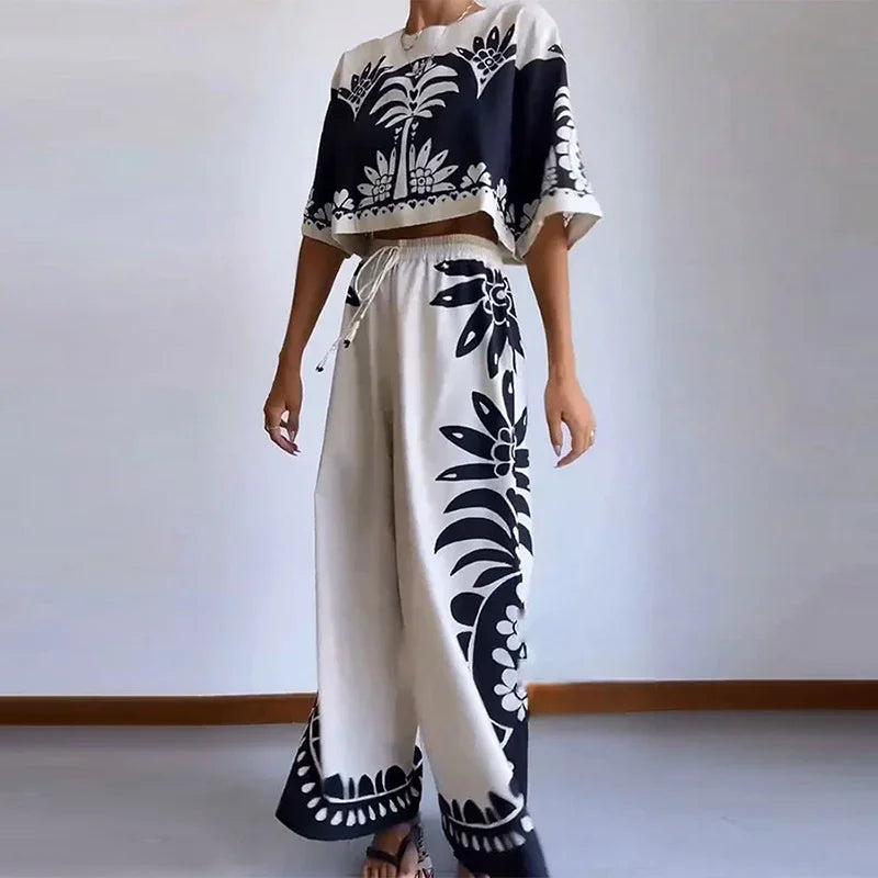 Vrouwelijke Kleding Set met Vintage Print