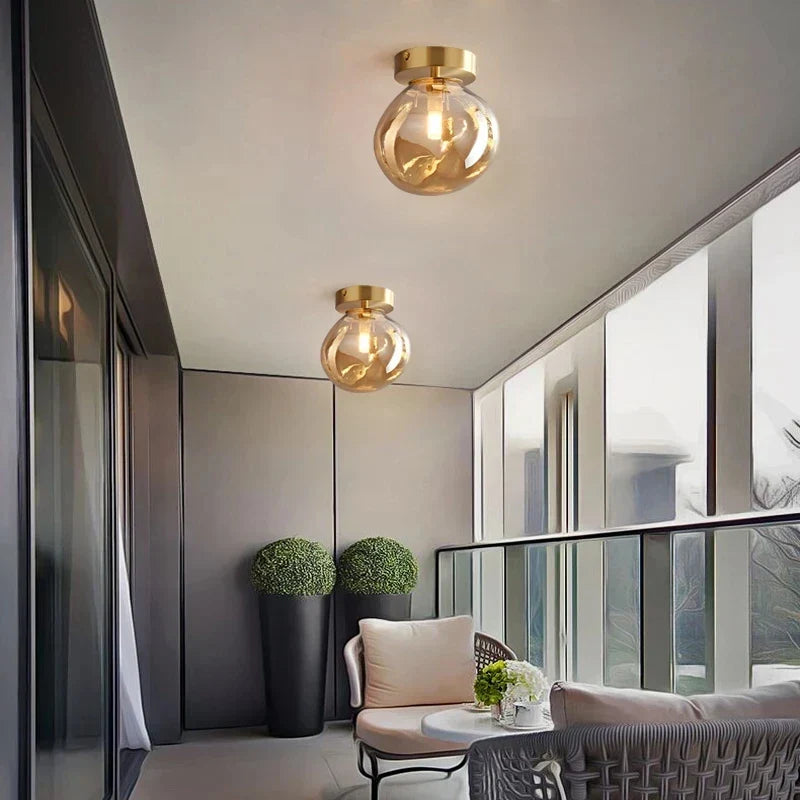 Moderne LED plafondlamp van glas – design plafondverlichting met E27 fitting voor woonkamer, slaapkamer en keuken