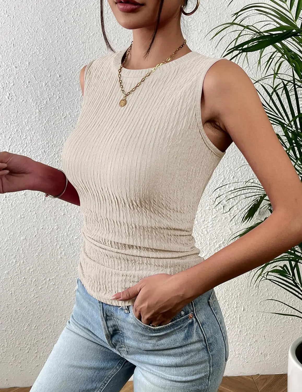 Damestanktop Hoge Hals Lente Zomer Top