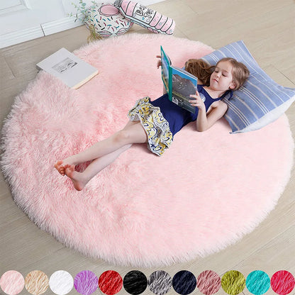 Vloerkleed Kinderkamer Rond Fluffy Zacht 160cm Shaggy Tapijt