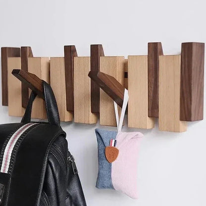 Magnetische Wandkapstok Beuken & Walnoot – Inklapbare Haken Duurzaam FSC-Hout Smal Design Hal Entree Slaapkamer Scandinavisch