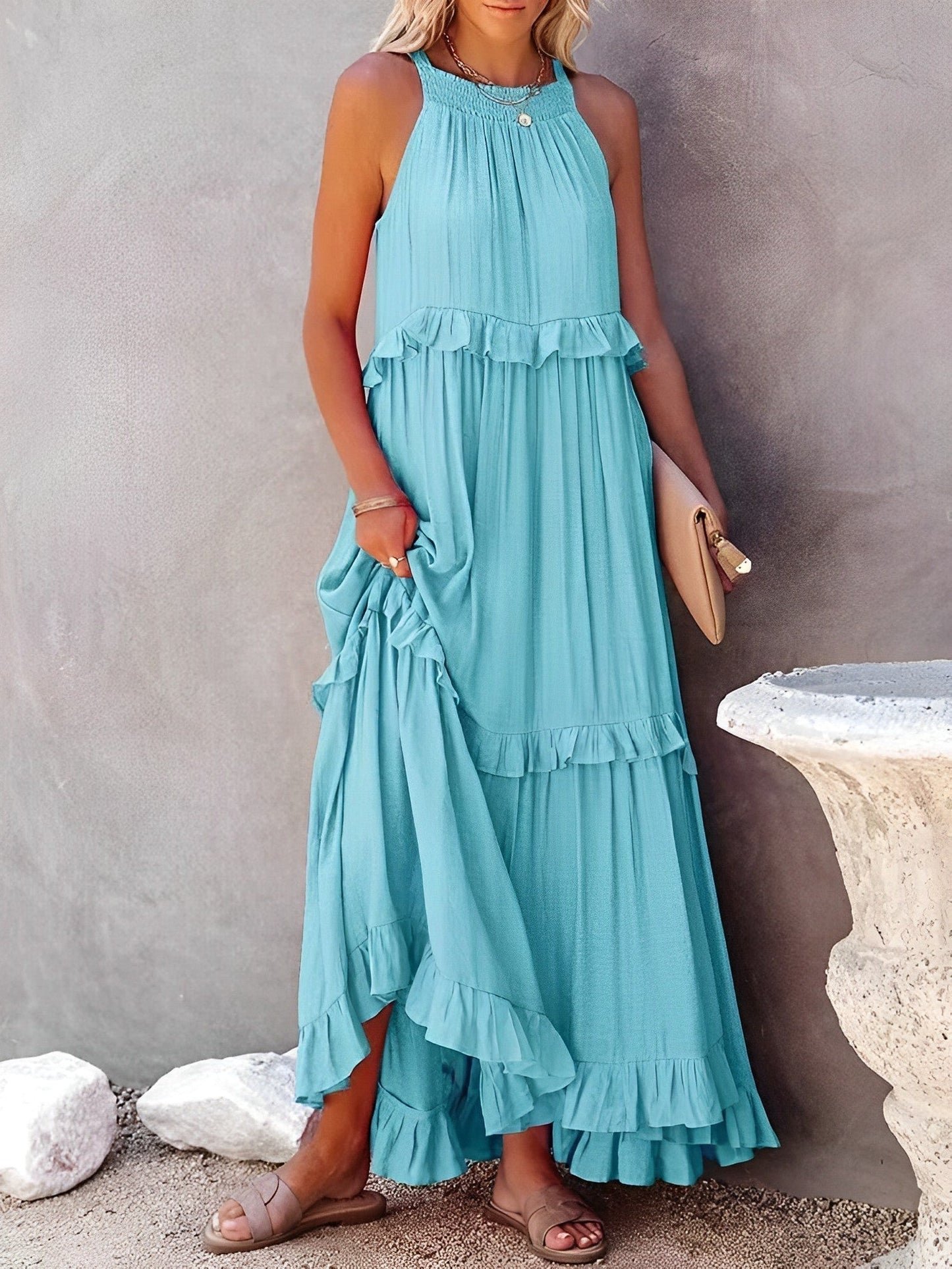 Zomerjurk Korte Mouwen Vrouwen Boho Stijl Jurk
