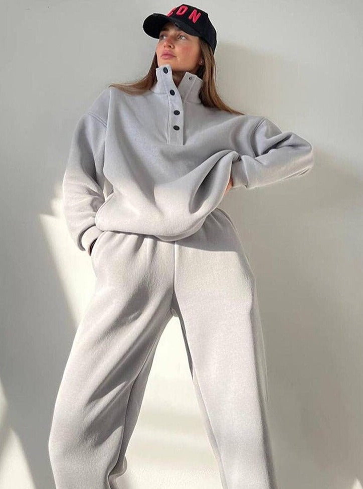 Vrouwelijke Fleece Sweatshirt Set Zacht en Warm