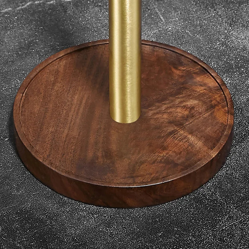 Keukenrolhouder Walnoot Hout Goud RVS 27cm Aanrecht | Keukenpapier Houder Staand Luxe Keuken