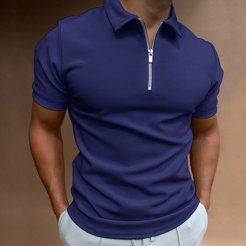 Herenshirt Kort Mouwen Rits Voorzien Zomerkleding