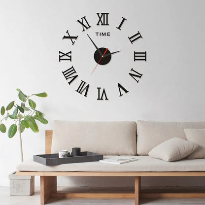 3D Wandklok Acryl Romeinse Cijfers 40cm Zilver Zwart Goud DIY Zelfklevend Klok Woonkamer Slaapkamer Groot Formaat Wanddecoratie