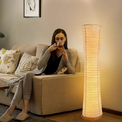 Vloerlamp Papier Japandi Cilinder Staande Lamp Warm Licht Minimalistisch