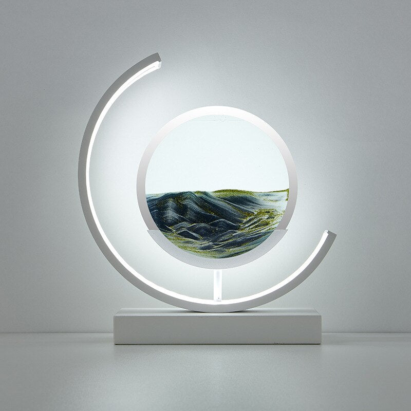 LED tafellamp acryl draaibaar zandlandschap zwart woonkamer slaapkamer sfeerlamp nachtlamp decoratieve lamp