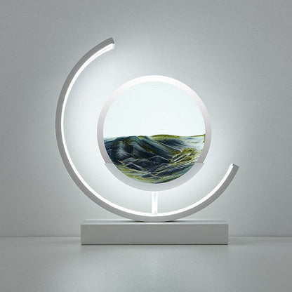 LED tafellamp acryl draaibaar zandlandschap zwart woonkamer slaapkamer sfeerlamp nachtlamp decoratieve lamp