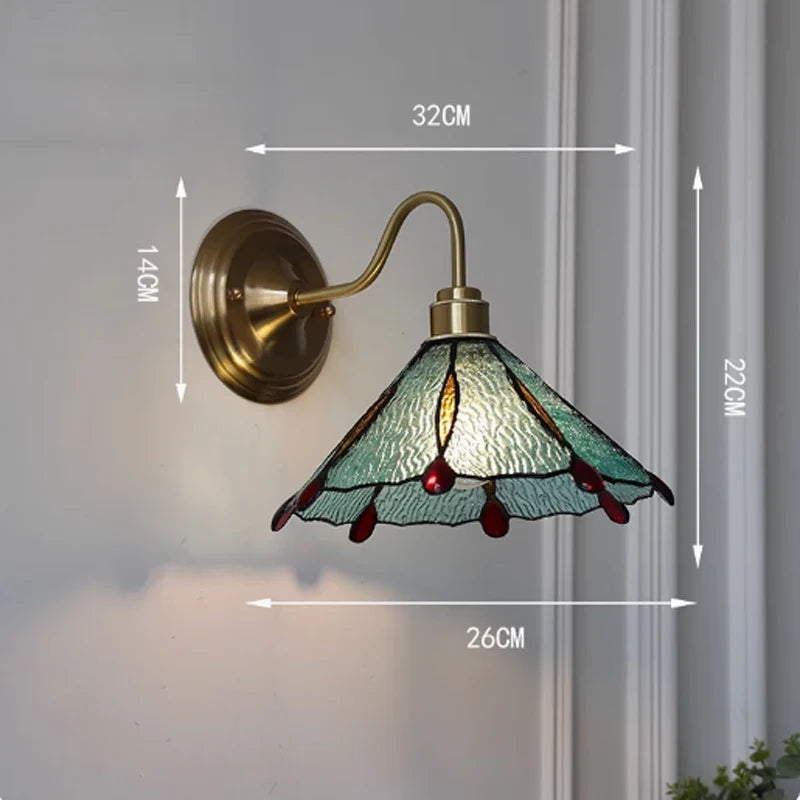 Wandlamp Tiffany Gebrandschilderd Glas Koper E27 Slaapkamer Woonkamer Gang Retro Vintage Wandverlichting Sfeerverlichting Klassiek