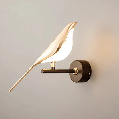 Design Wandlamp LED in Vogelvorm – Gouden Wandlamp met Warm Licht