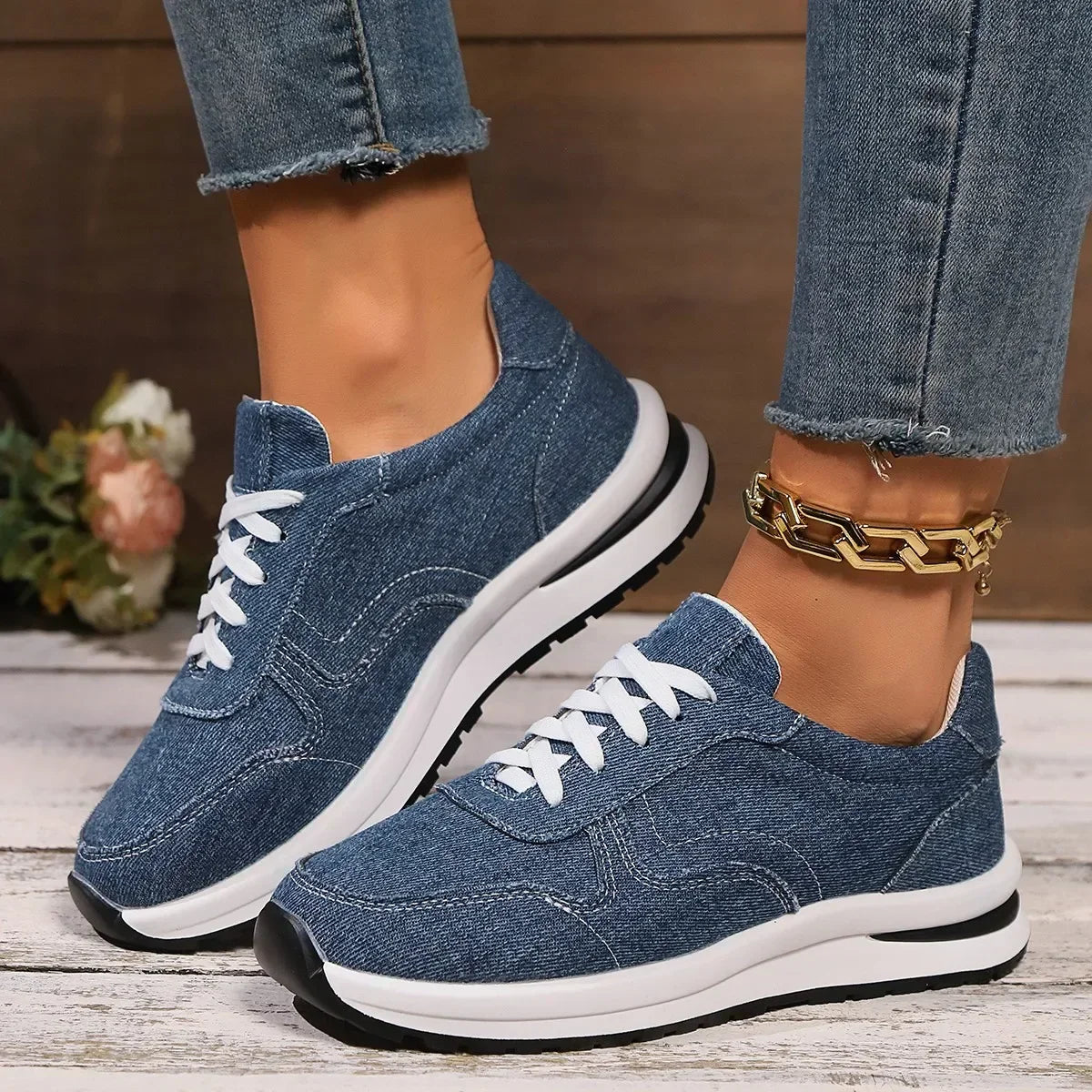 Orthopedische Sneakers met Platformzool Comfortabel Denim - StudioMarella