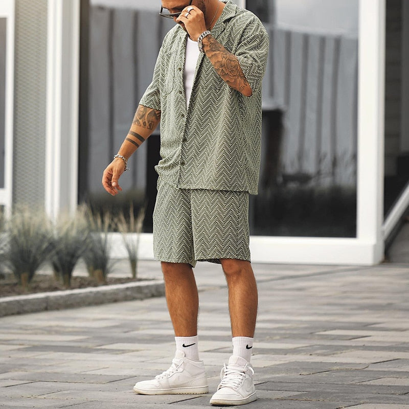 Heren Zomerset Katoen Shirt en Korte Broek Set
