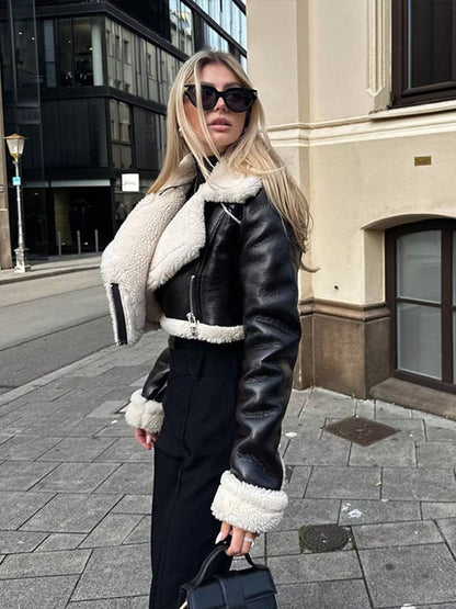 Shearling Winterjas Nep Leren Warme en Stijlvolle Jas