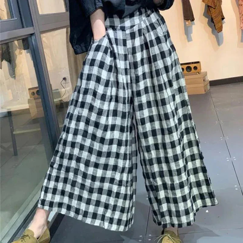 Zomerse Ruitbroek Elegante Vrouwelijke Stijl - StudioMarella