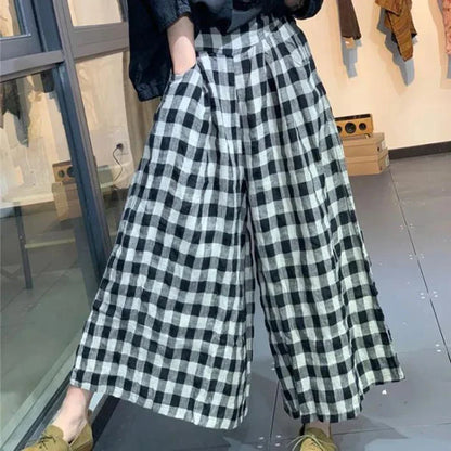 Zomerse Ruitbroek Elegante Vrouwelijke Stijl - StudioMarella