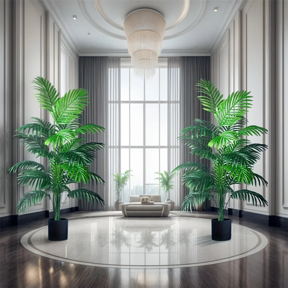 Kunstplant Areca Palm 90cm 24 Bladeren Buiten Binnen Woonkamer Slaapkamer Nep Palm Decoratieve Kunstboom Set van 2