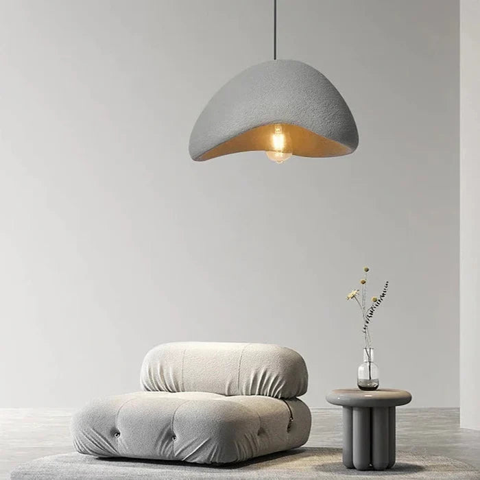 Minimalistische Hanglamp met Natuurlijke Textuur en Warm Sfeerlicht voor Eetkamer en Woonkamer