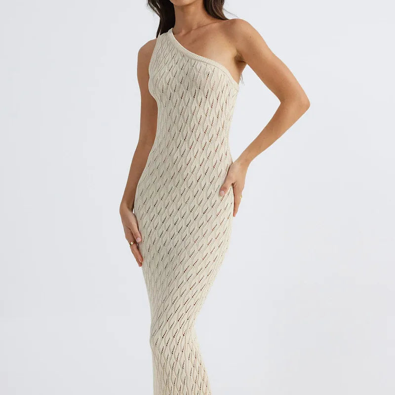 Vrouwelijke Zomerjurk Lange Asymmetrische Knit Jurk