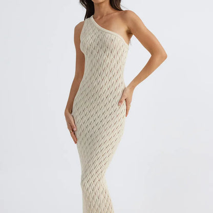 Jurk Asymmetrisch Lang Knitlook Jurk voor Vrouw