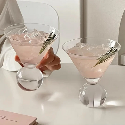 Kristallen Wereldbol Martiniglas – Elegante Cocktailglas met Globe Vorm voor Martini – Handslijpbare Glasstructuur