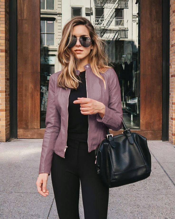 Dames Leren Jas Slim Fit Modern Stijlvol
