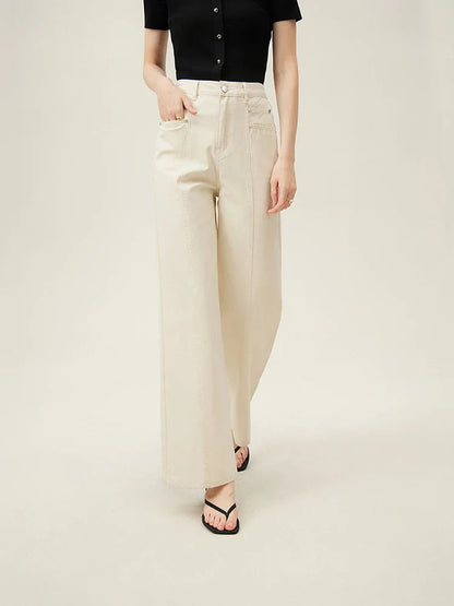 Witte Rechte Jeans van Hoge Kwaliteit Luxe Stof