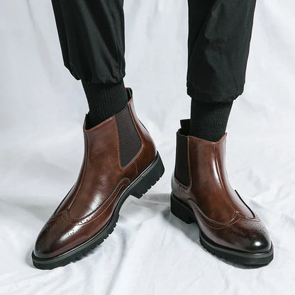 Zwarte Chelsea Boots Heren Glanzend Leer Laarzen