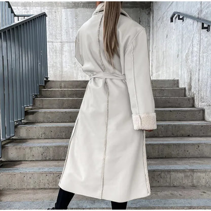 Leren Jas Bontkraag Warme Winterjas voor Dames