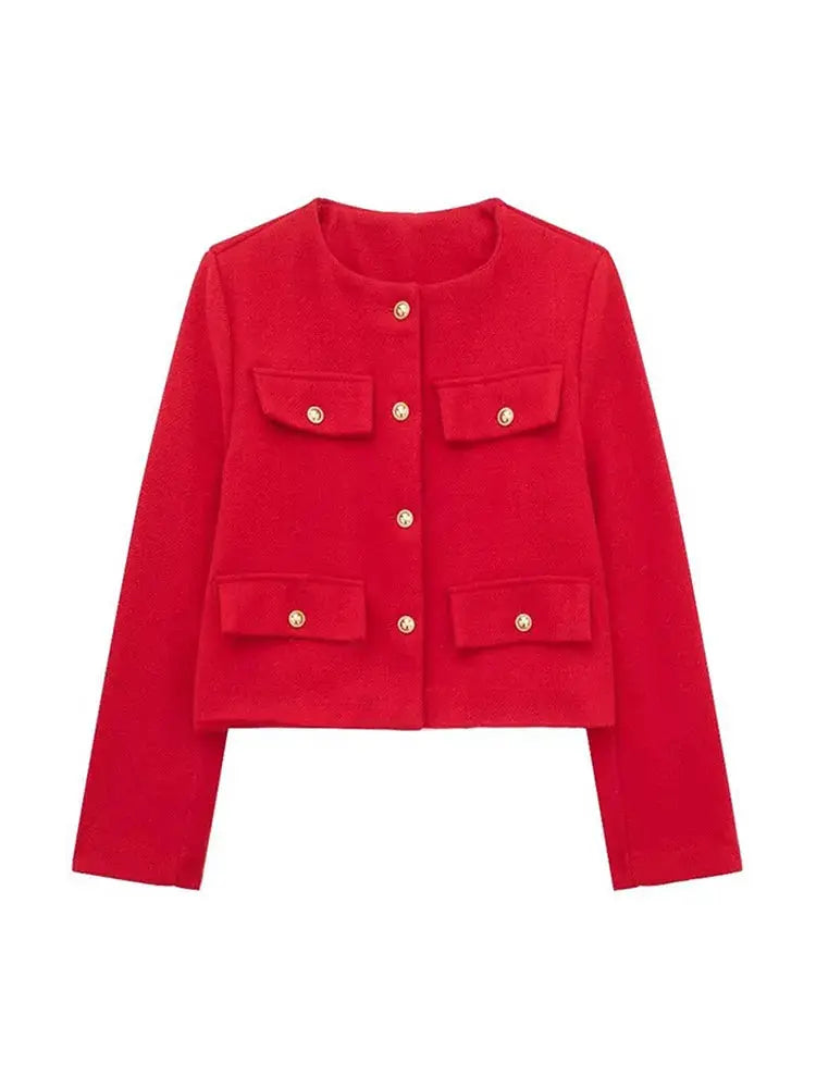 Dames Blazer Tweed Jas Klassiek Design