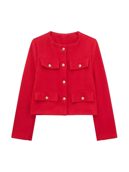 Dames Blazer Tweed Jas Klassiek Design