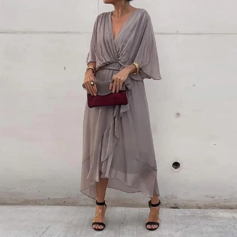 Zomerjurk Chiffon Rood Rose Vrouwenjurk